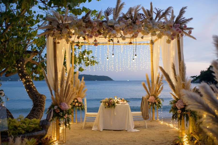 Phuket Dream Wedding Allison & Michael Table And Chair By Night